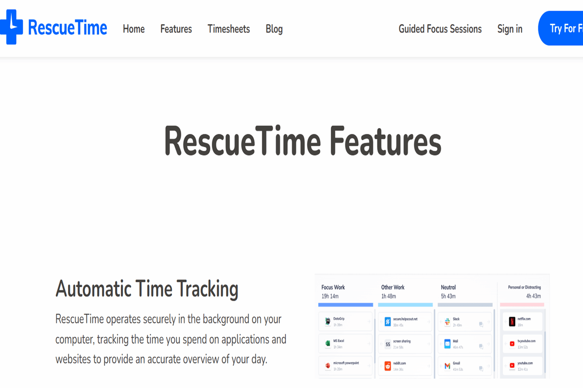 RescueTime (Free Productivity Tracking)